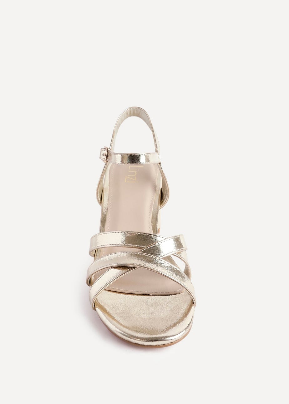 Linzi Flair Gold Faux Leather Heeled Sandals