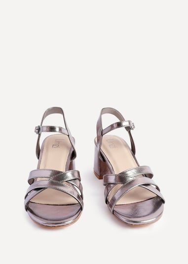 Linzi Flair Pewter Faux Leather Heeled Sandals