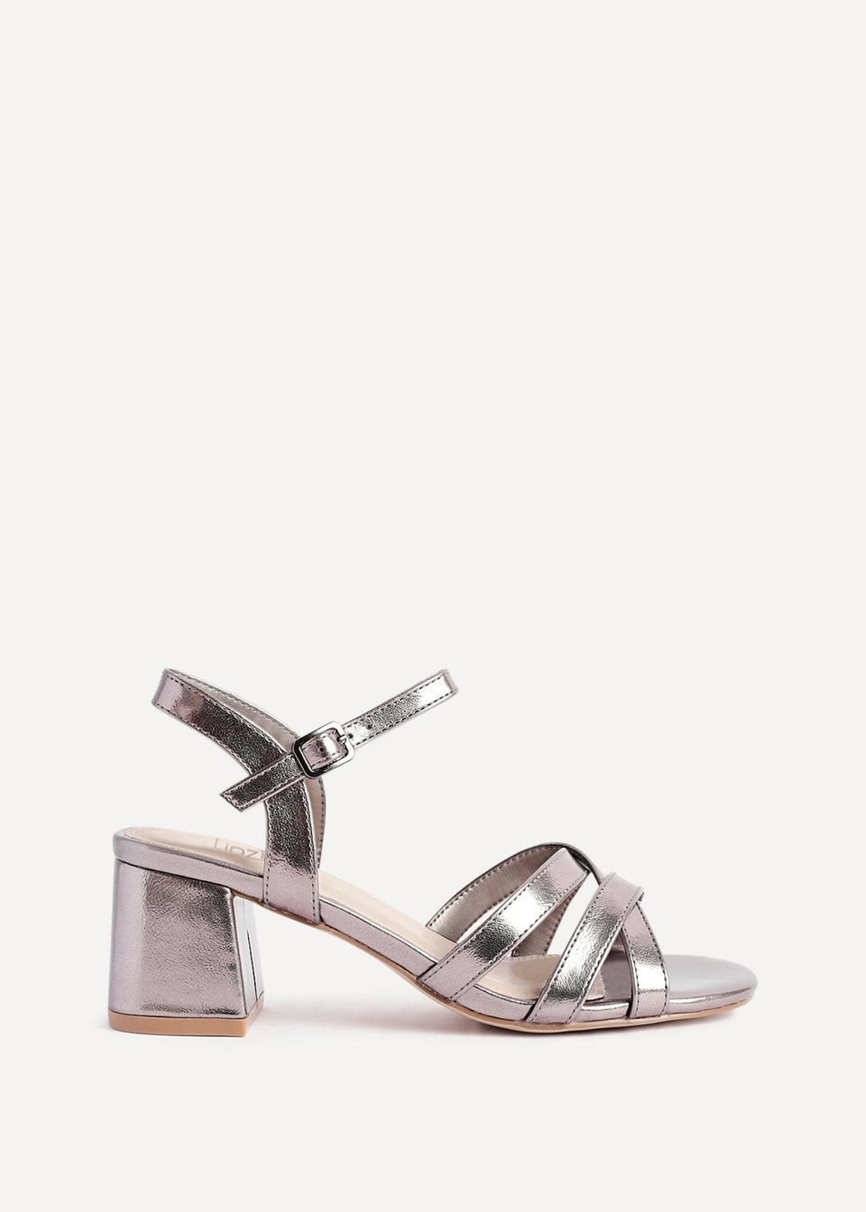 Linzi Flair Pewter Faux Leather Heeled Sandals