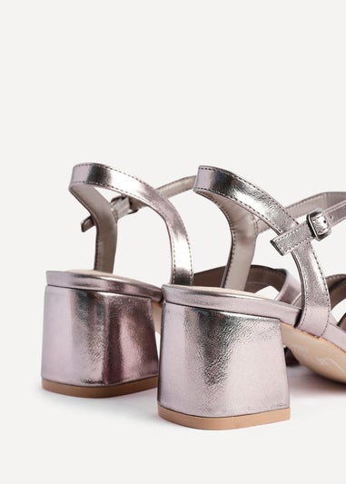 Linzi Flair Pewter Faux Leather Heeled Sandals