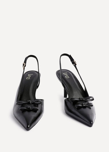Linzi Aysha Black Faux Leather Court Heels