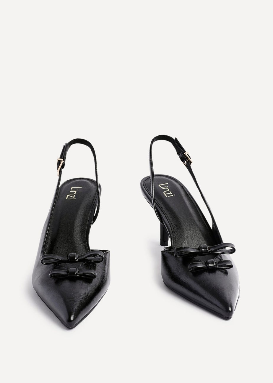 Linzi Aysha Black Faux Leather Court Heels