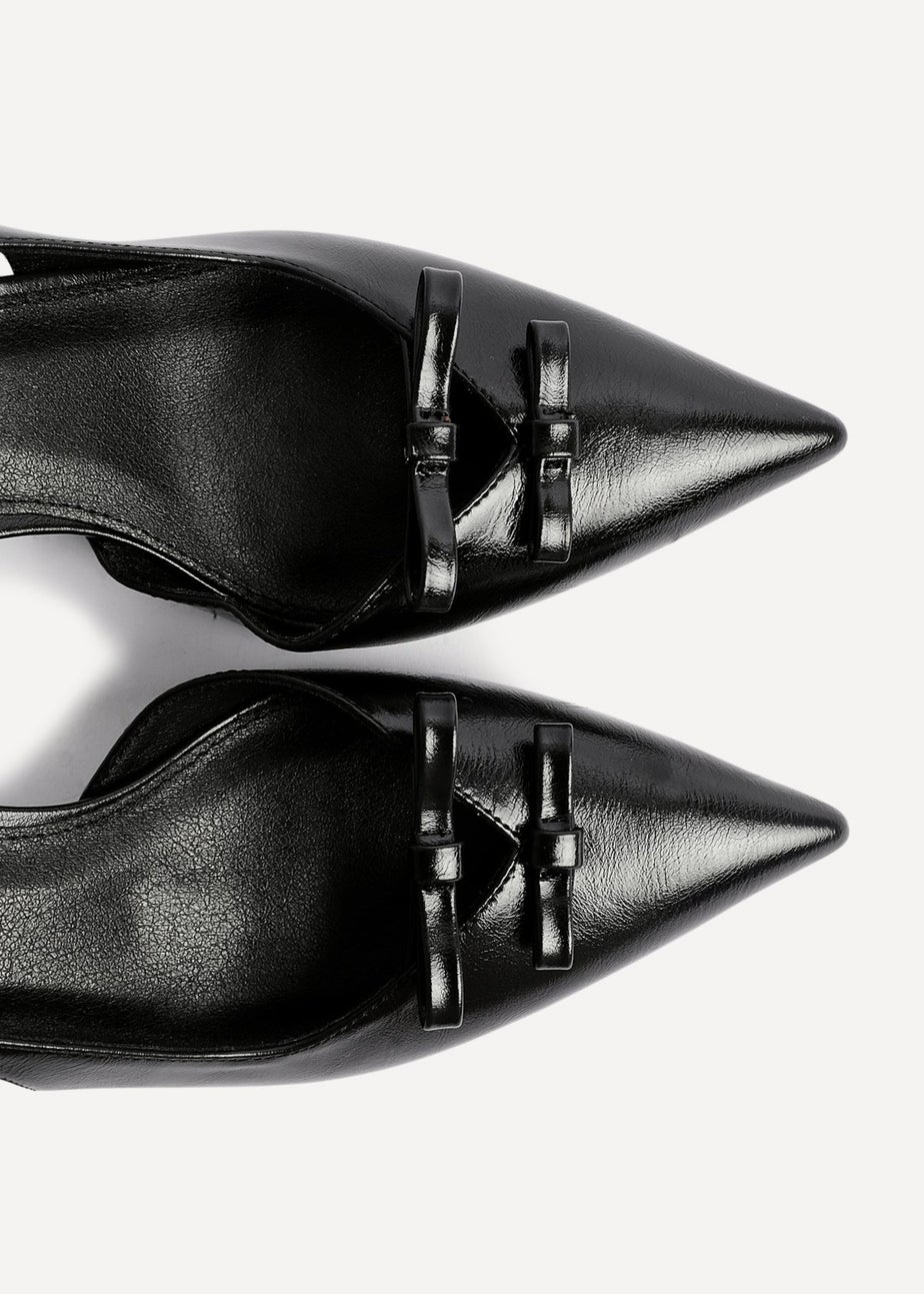 Linzi Aysha Black Faux Leather Court Heels