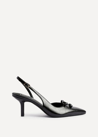 Linzi Aysha Black Faux Leather Court Heels