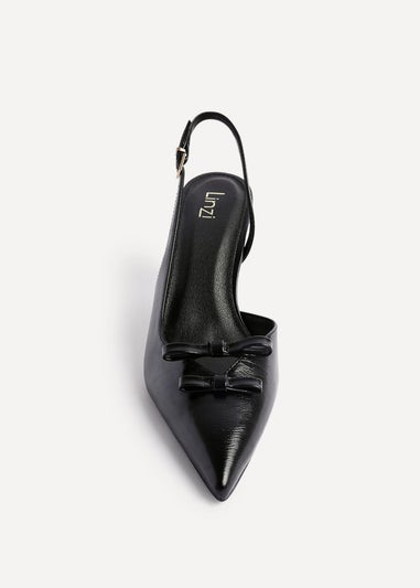 Linzi Aysha Black Faux Leather Court Heels