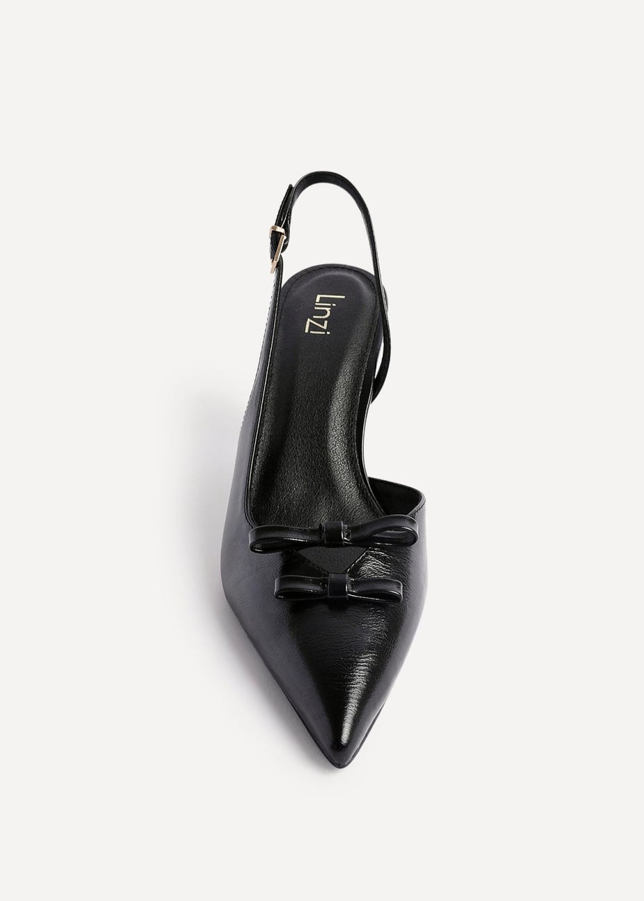 Linzi Aysha Black Faux Leather Court Heels