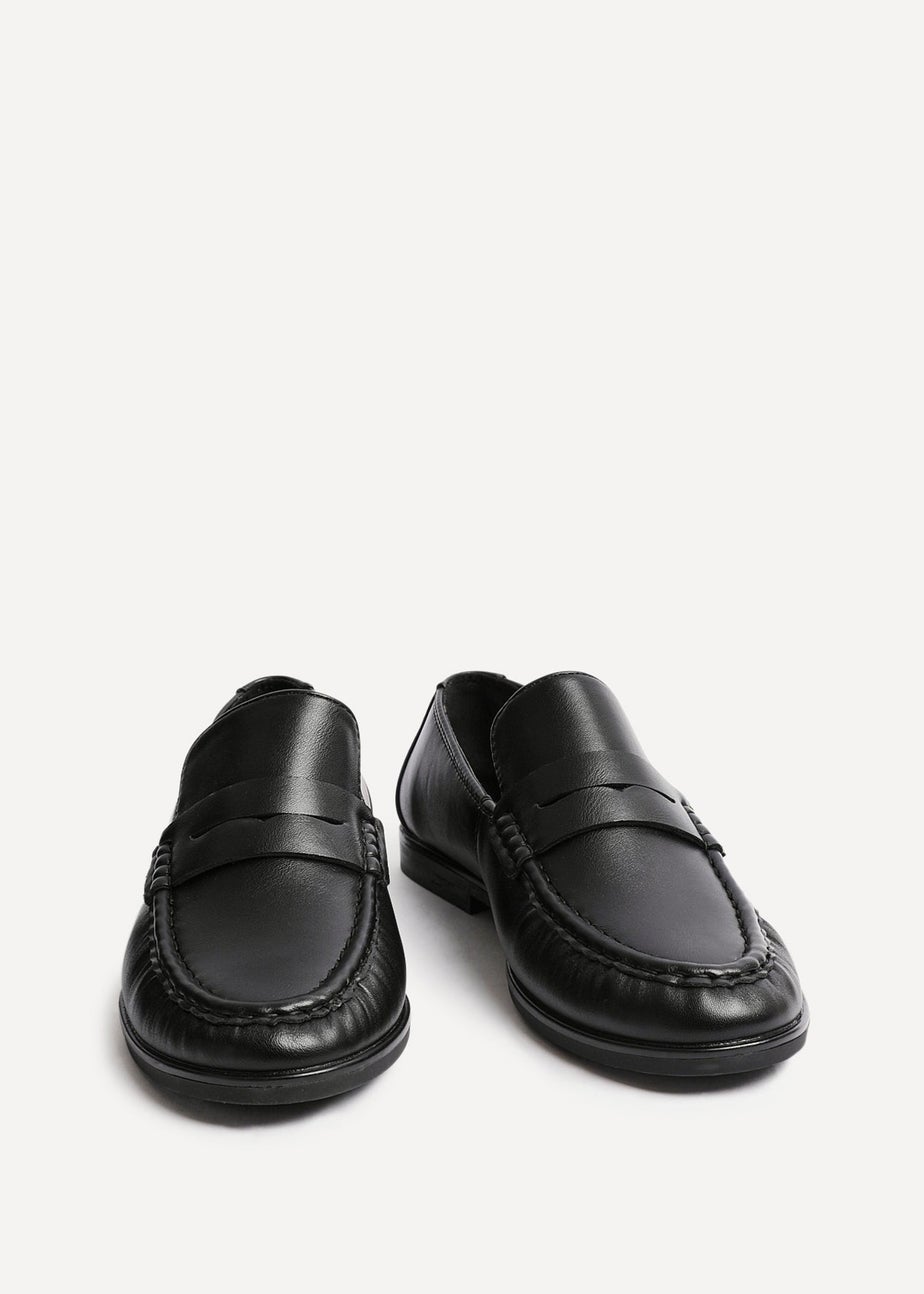 Linzi Belmont Black Faux Leather Ruched Loafer