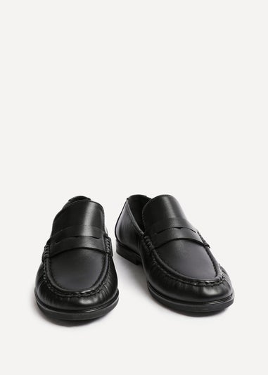 Linzi Belmont Black Faux Leather Ruched Loafer