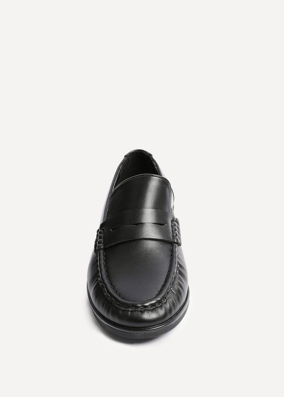 Linzi Belmont Black Faux Leather Ruched Loafer