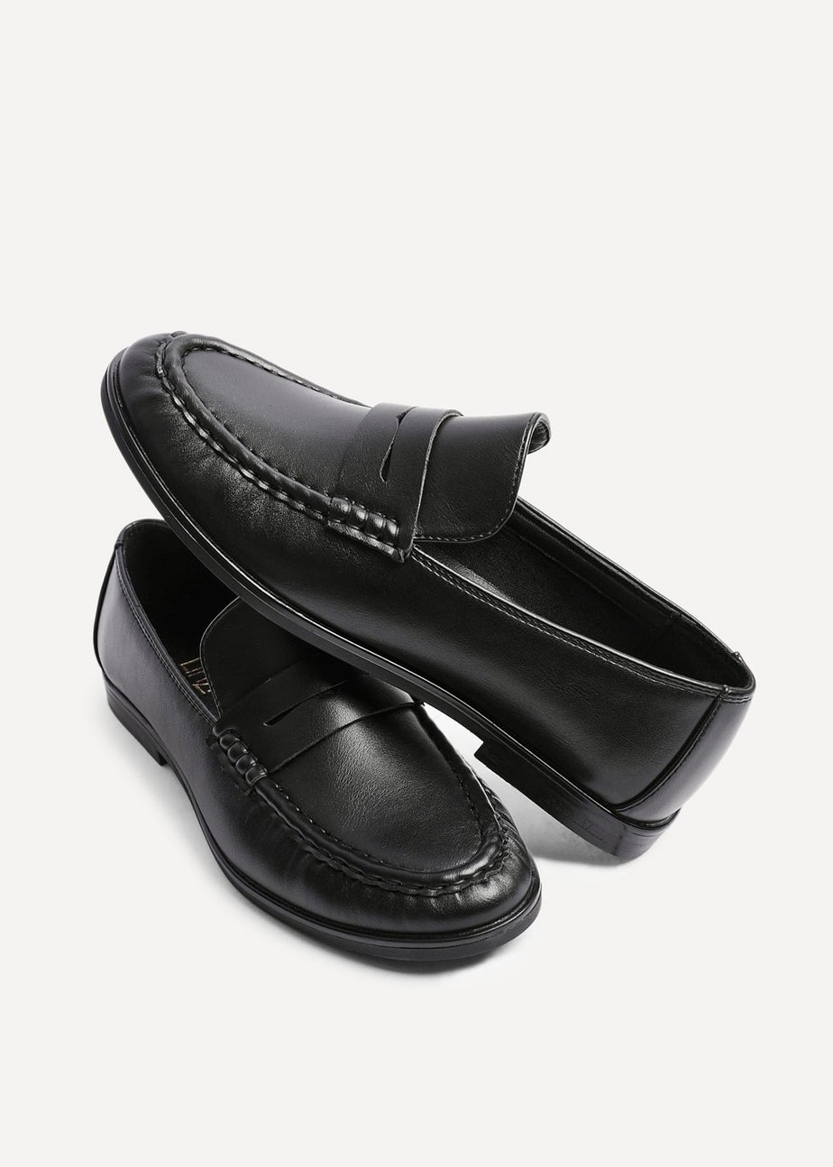 Linzi Belmont Black Faux Leather Ruched Loafer