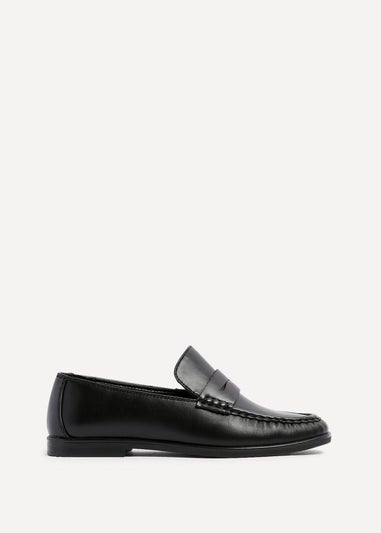 Linzi Belmont Black Faux Leather Ruched Loafer