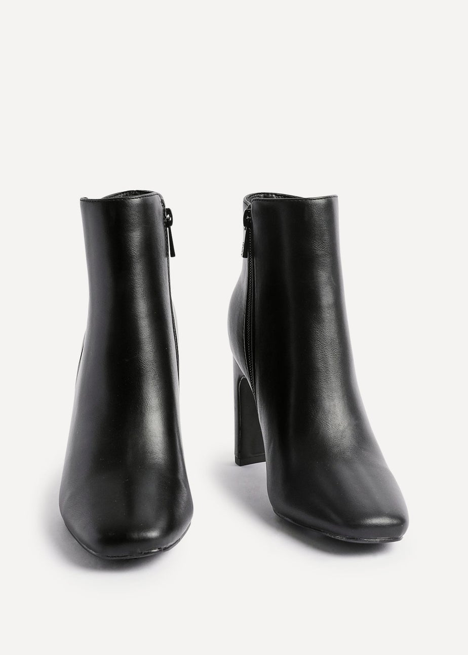 Linzi Glance Black Faux Leather Block Heel Ankle Boot