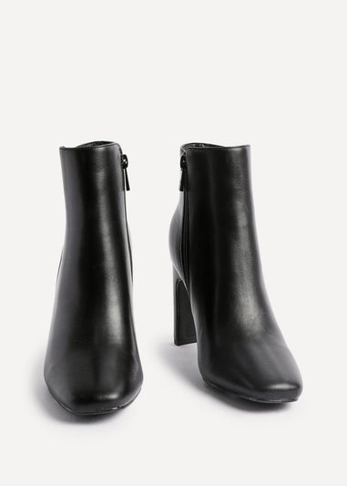 Linzi Glance Black Faux Leather Block Heel Ankle Boot