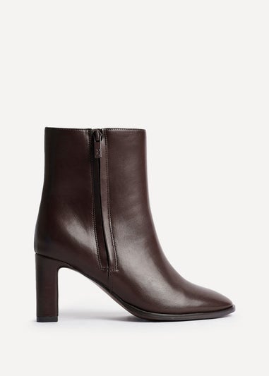 Linzi Jonas Brown Faux Leather Block Heel Ankle Boot