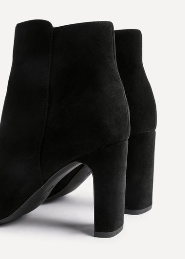 Linzi Glance Black Faux Suede Block Heel Ankle Boot