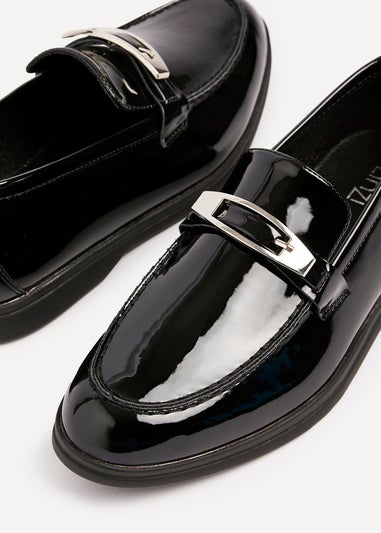 Linzi Script Black Patent Slip On Loafer