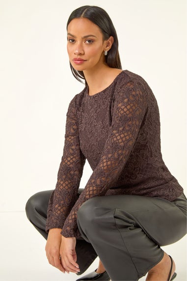 Dusk Chocolate Baroque Lace Top
