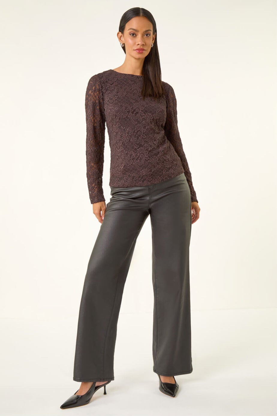 Dusk Chocolate Baroque Lace Top