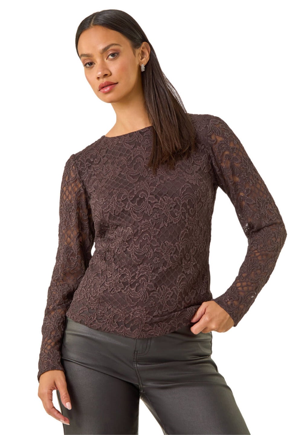 Dusk Chocolate Baroque Lace Top