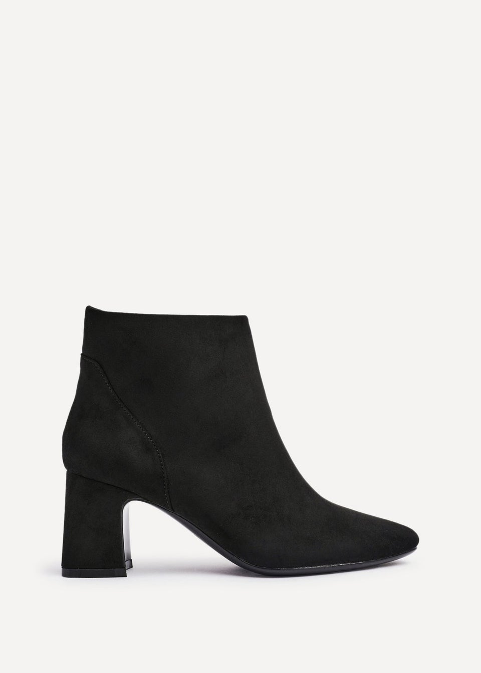 Linzi Cove Black Faux Suede Soft Square Toe Block Heel Ankle Boot