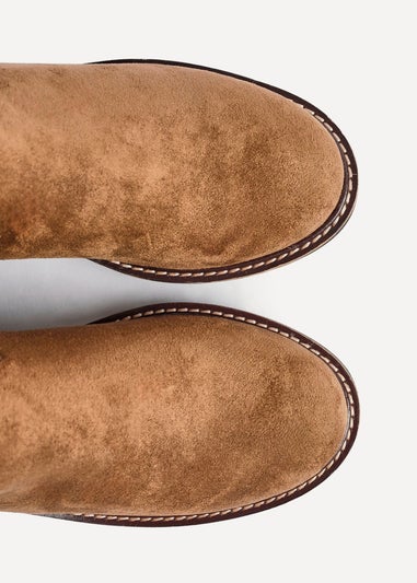 Linzi Trish Sand Faux Suede Wedged Heel Ankle Boot