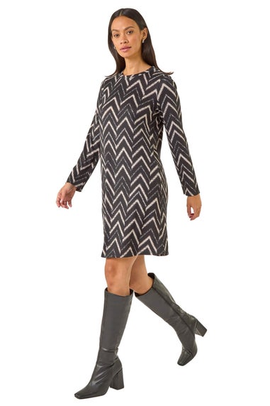 Dusk Black Stripe Swing Stretch Dress