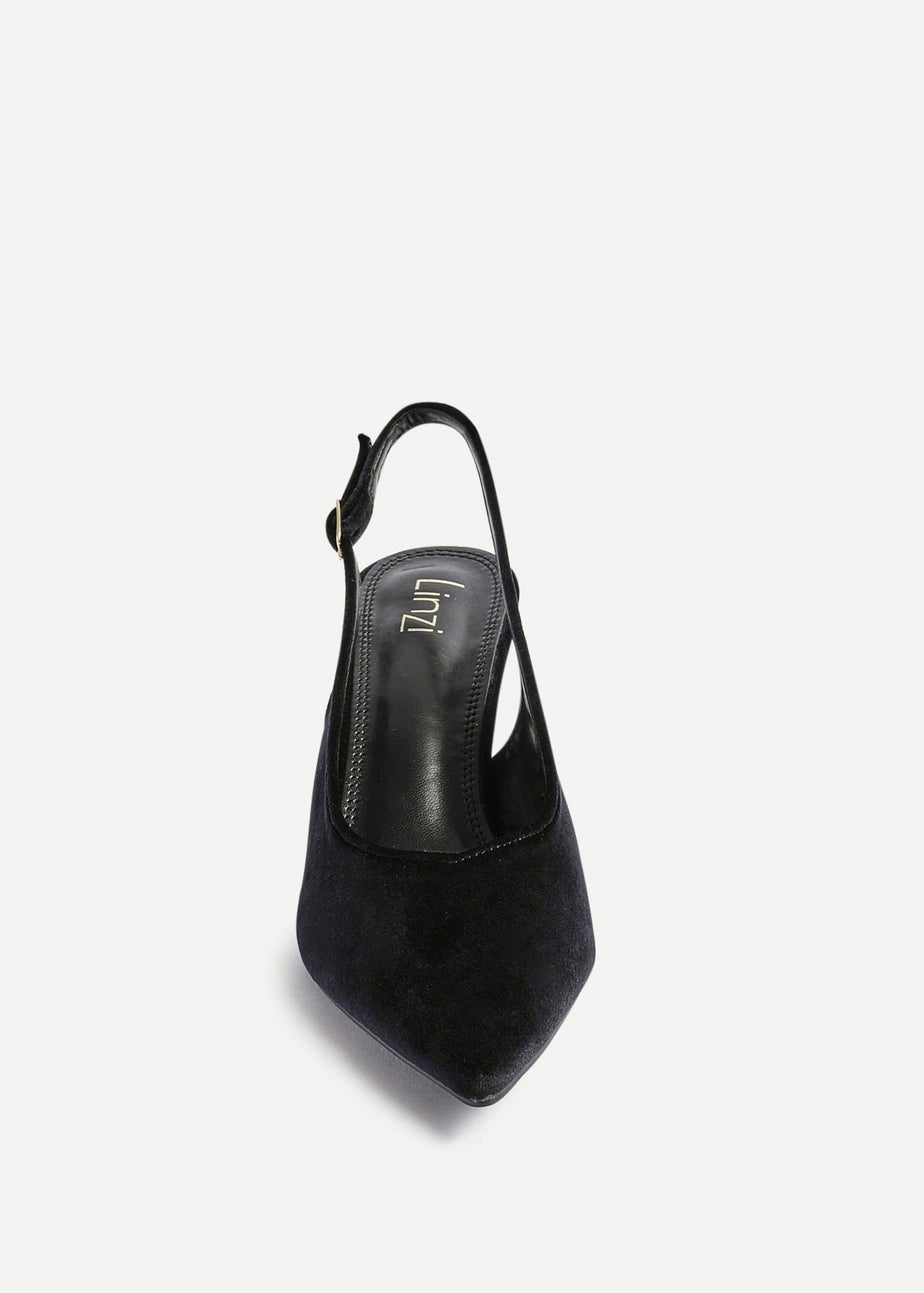 Linzi Finesse Black Velvet Pointed Slingback Stiletto Court Heels