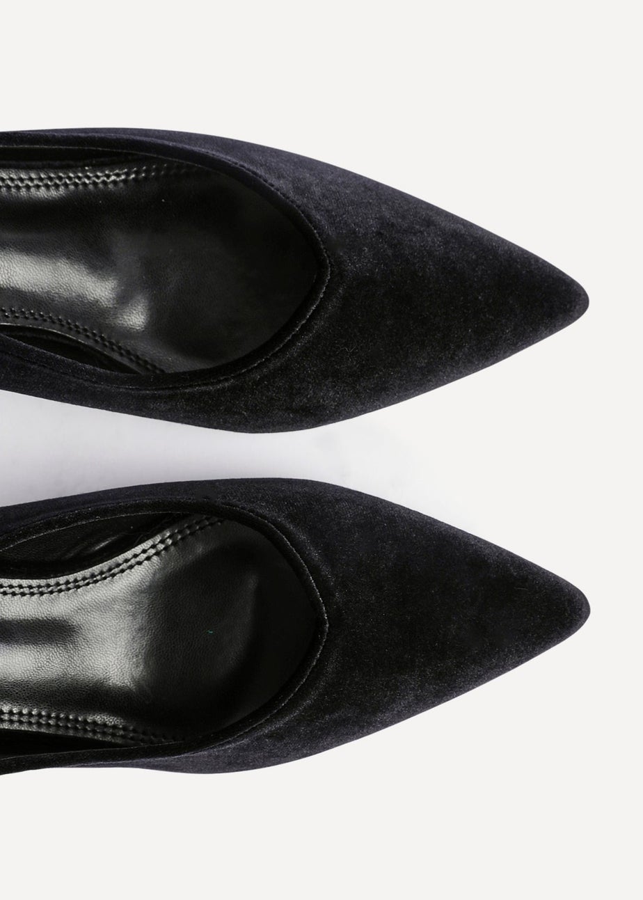 Linzi Finesse Black Velvet Pointed Slingback Stiletto Court Heels