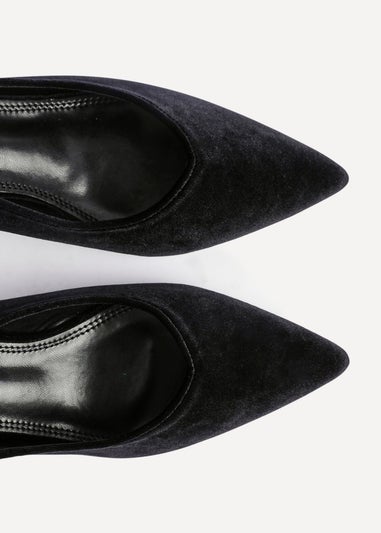 Linzi Finesse Black Velvet Pointed Slingback Stiletto Court Heels