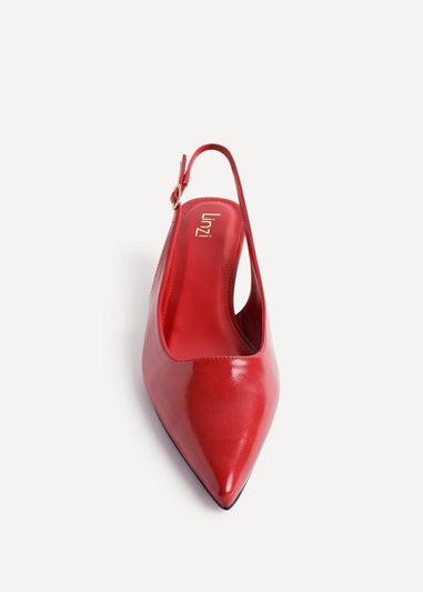 Linzi Elvira Red Faux Leather Slingback Kitten Court Heels