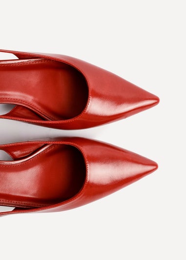 Linzi Elvira Red Faux Leather Slingback Kitten Court Heels