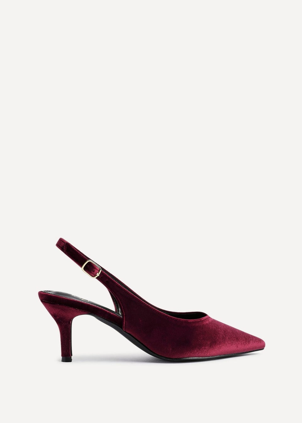 Linzi Finesse Burgundy Velvet Pointed Slingback Stiletto Court Heels