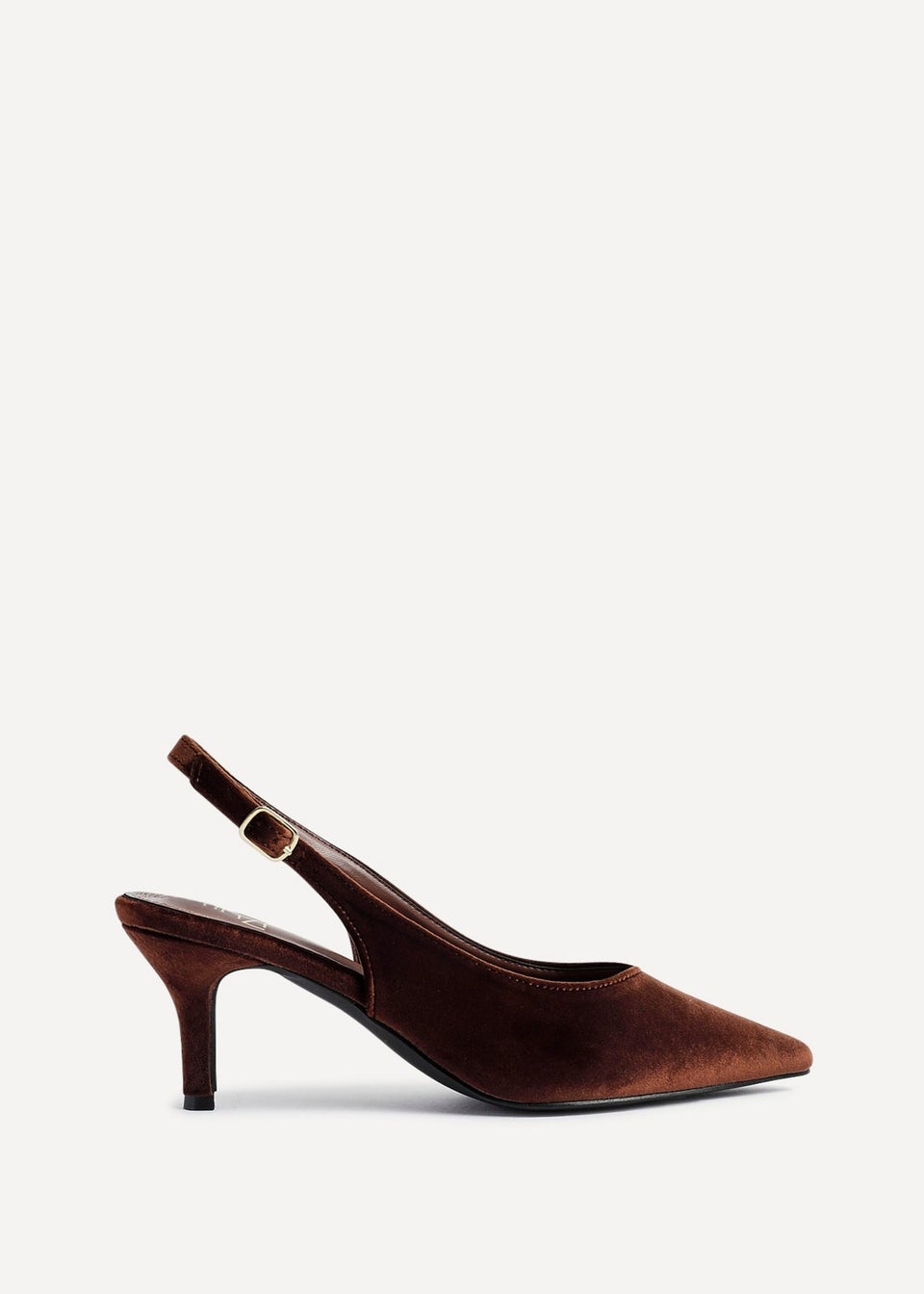 Linzi Finesse Brown Velvet Pointed Slingback Stiletto Court Heels