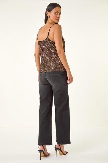 Dusk Bronze Cowl Neck Sequin Cami Top