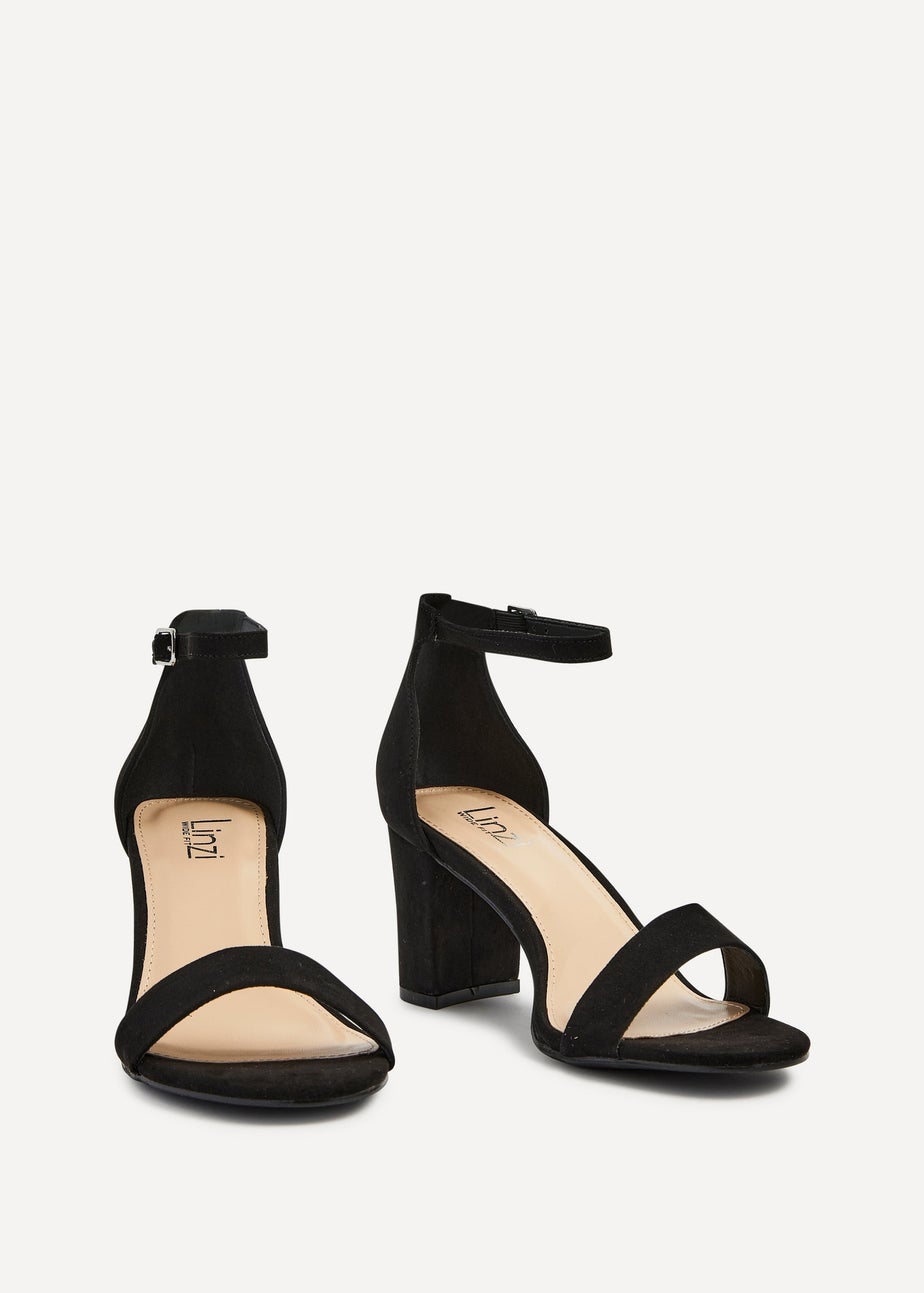 Linzi Legacy Wide Fit Black Suede Closed Black Block Heel
