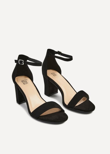 Linzi Legacy Wide Fit Black Suede Closed Black Block Heel