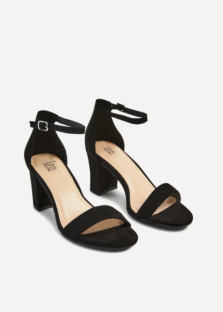 Linzi Legacy Wide Fit Black Suede Closed Black Block Heel