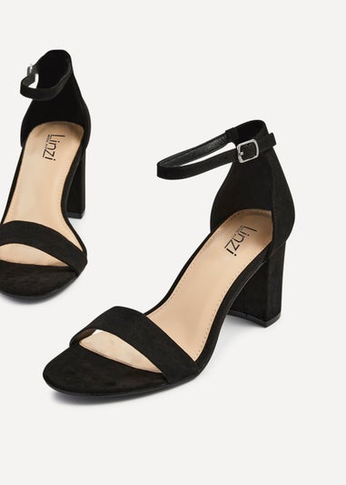 Linzi Legacy Wide Fit Black Suede Closed Black Block Heel