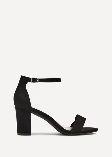 Linzi Legacy Wide Fit Black Suede Closed Black Block Heel
