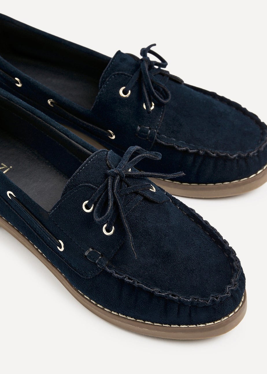 Linzi Frame Navy Faux Suede Boat Shoes
