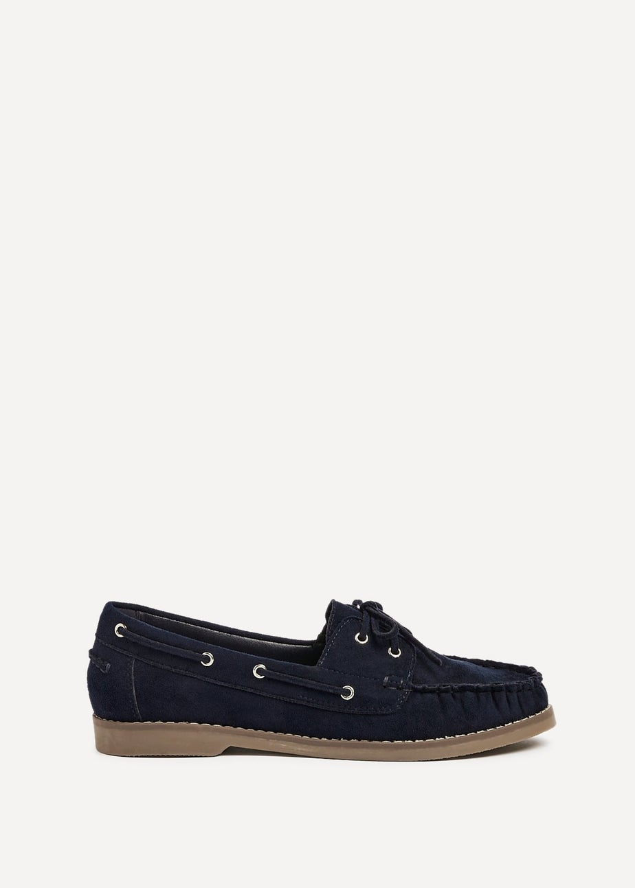 Linzi Frame Navy Faux Suede Boat Shoes