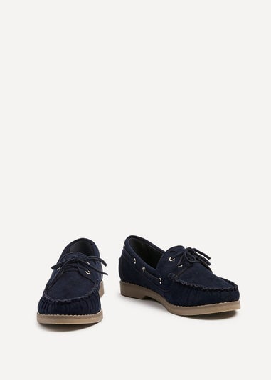 Linzi Frame Navy Faux Suede Boat Shoes