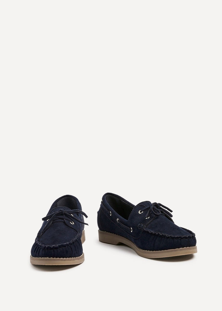 Linzi Frame Navy Faux Suede Boat Shoes