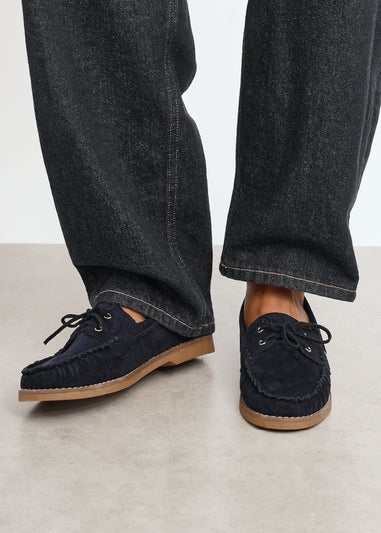 Linzi Frame Navy Faux Suede Boat Shoes
