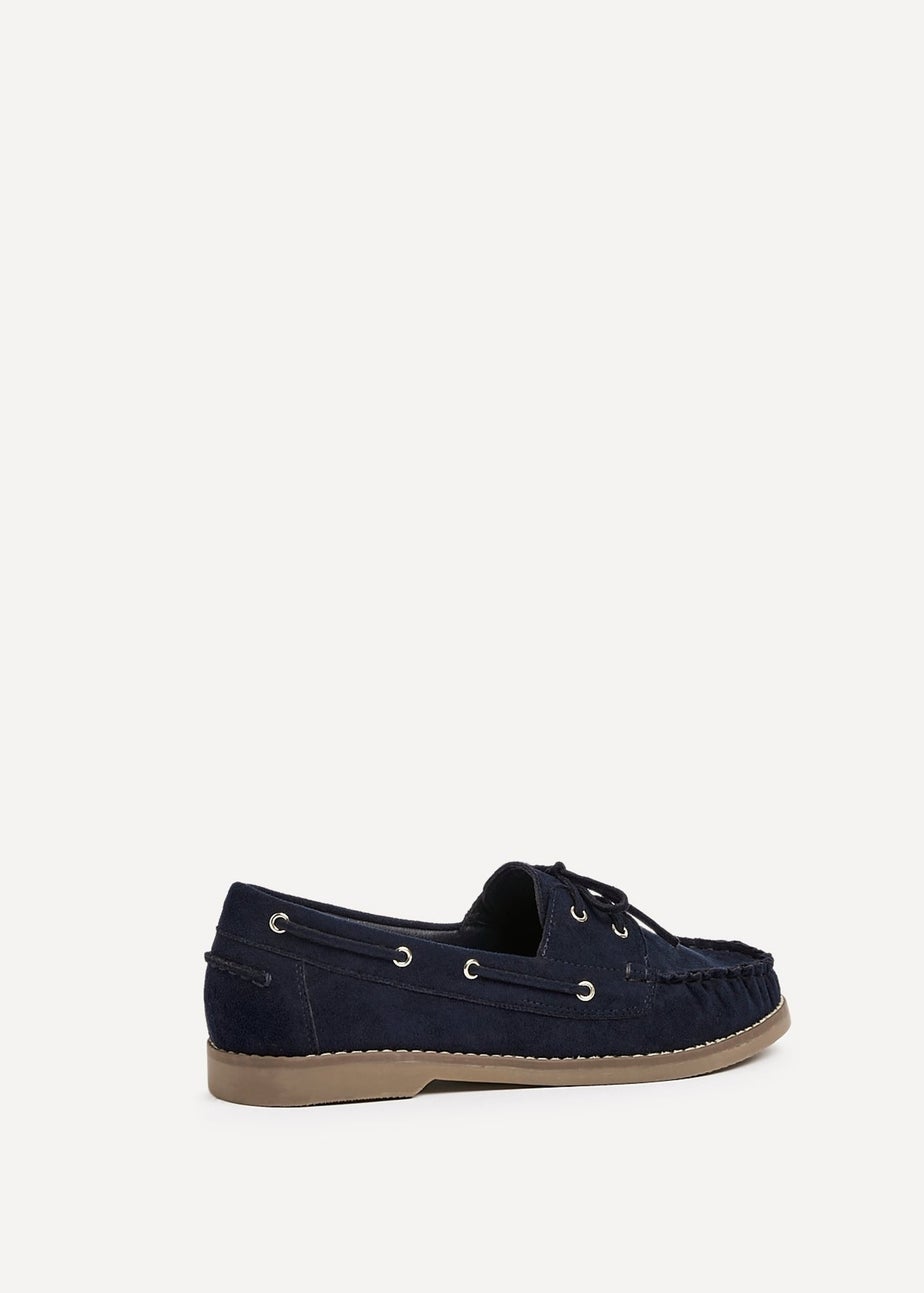 Linzi Frame Navy Faux Suede Boat Shoes