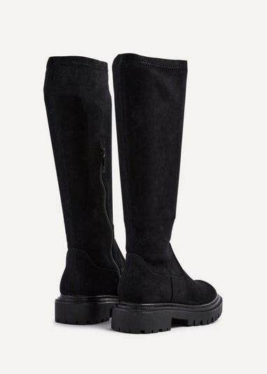 Linzi Hallie Black Faux Suede High Leg Stretch Boot