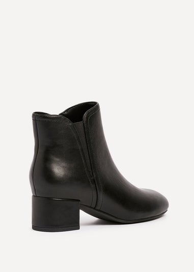 Linzi Manor Black Faux Leather Block Heeled Ankle Boot