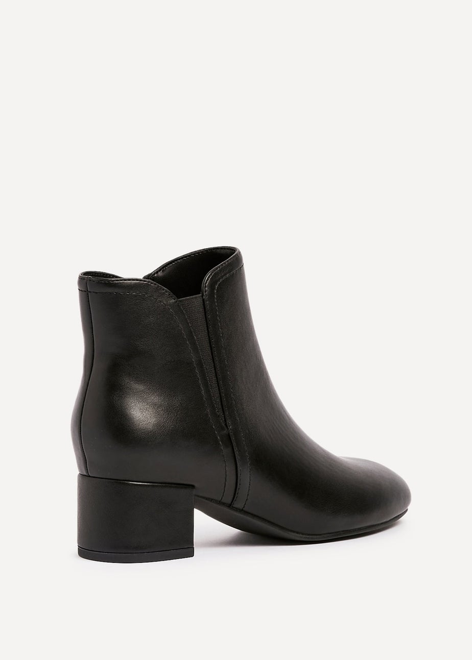 Linzi Manor Black Faux Leather Block Heeled Ankle Boot