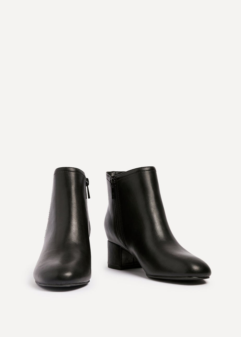 Linzi Manor Black Faux Leather Block Heeled Ankle Boot