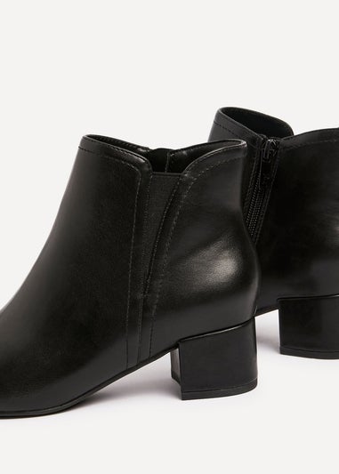 Linzi Manor Black Faux Leather Block Heeled Ankle Boot